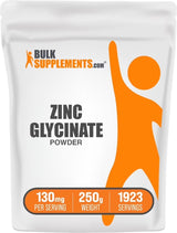 Bulksupplements Zinc Glycinate Powder - Gluten Free, 130Mg per Serving - 250 Grams (8.8 Oz) - 1923 Servings