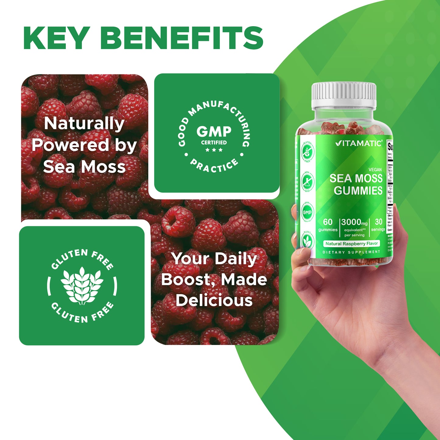 Irish Sea Moss Gummies - 3000 Mg - 60 Vegan Gummies - Made with Bladderwrack & Burdock Root - Seamoss Supplement for Thyroid, Energy, Immune Support