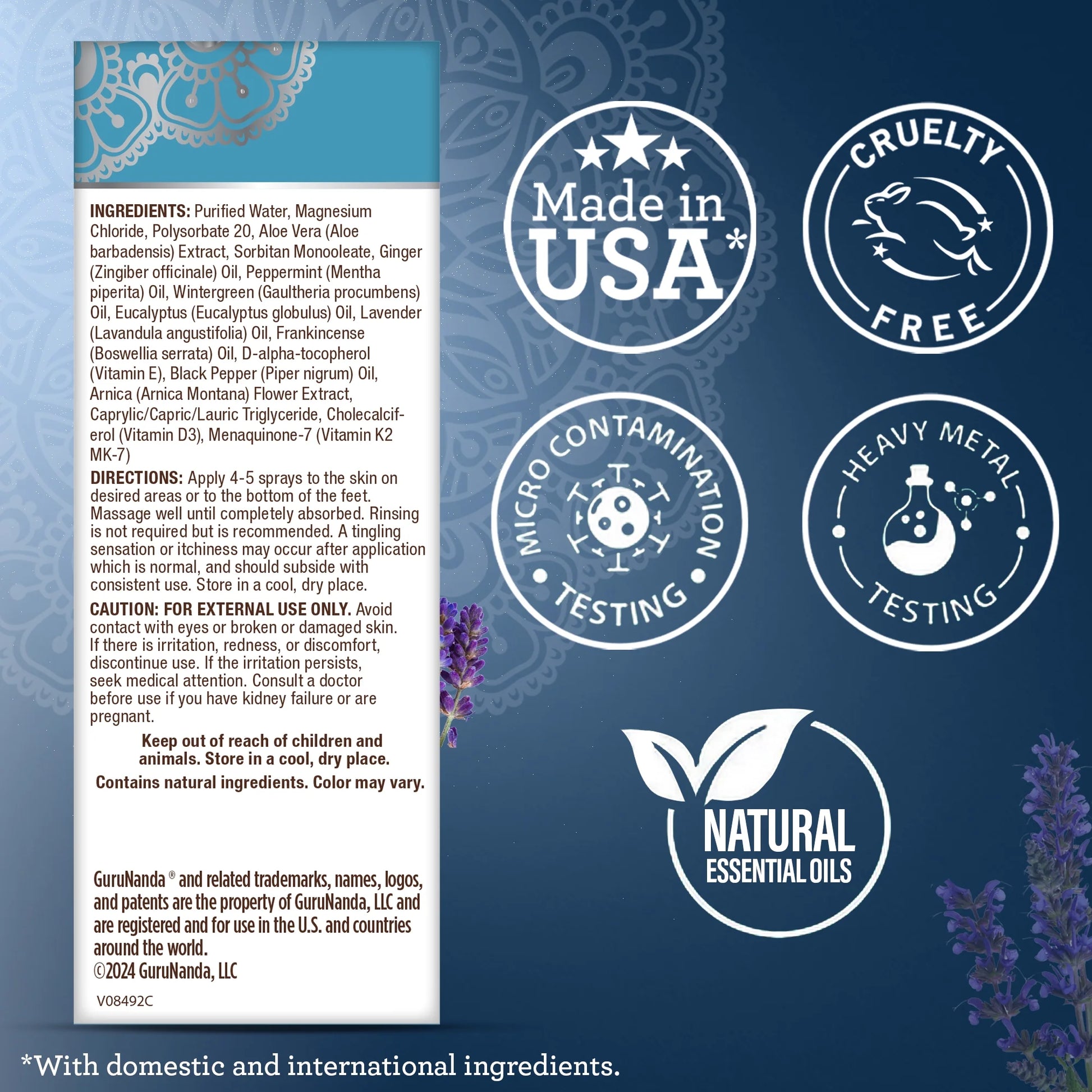 Magnesium Oil Spray for Muscle Relief & Soothing Aches - Quick Absorbing- 2Oz