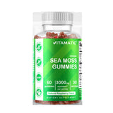 Irish Sea Moss Gummies - 3000 Mg - 60 Vegan Gummies - Made with Bladderwrack & Burdock Root - Seamoss Supplement for Thyroid, Energy, Immune Support